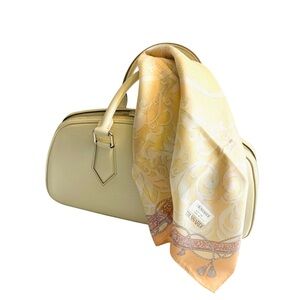TRUSSARDI Soft Beige Peach Handkerchief Scarf Elegant Classic Italy 22.5" NWT